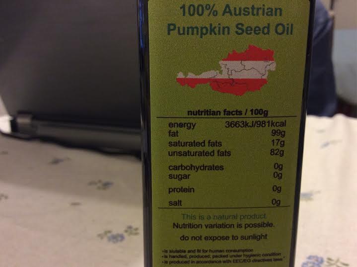 Bottle of Anzenberger pumpkin seed oil